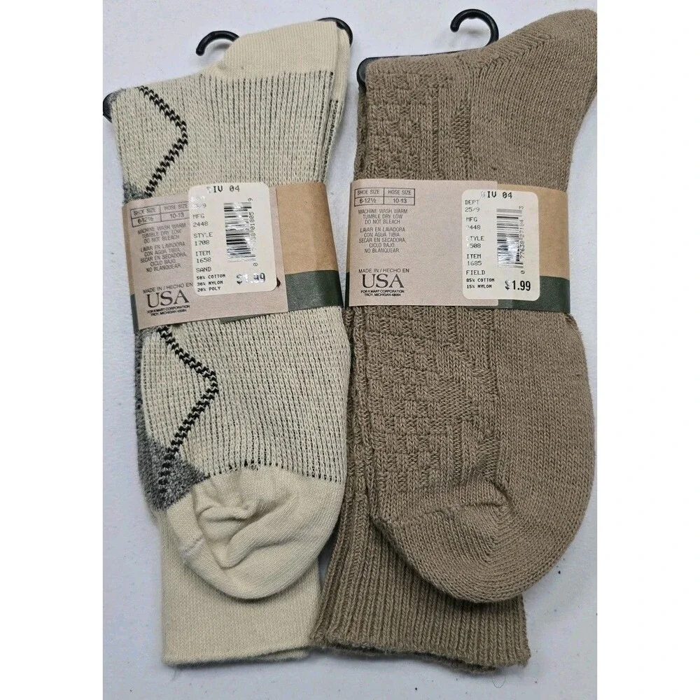 Vintage NIP Private Club Mens Casual Cotton Nylon Poly Crew Socks 10-13 2 Pair